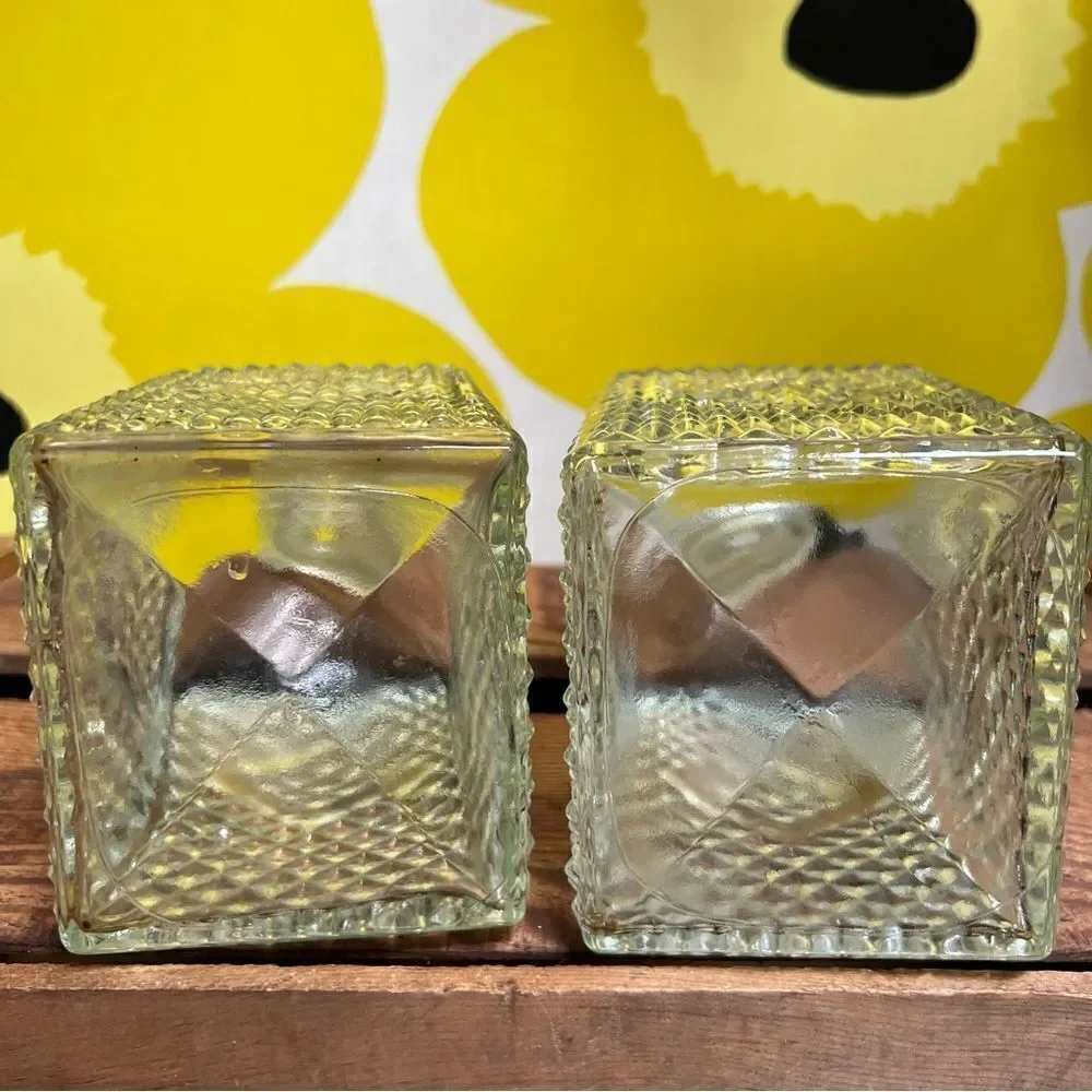 Pair of Two Vintage 1960s Diamond Accented Glass Decanters